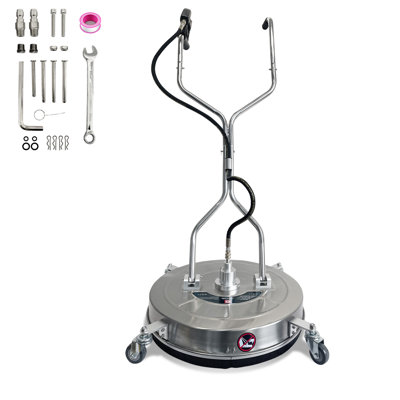 Nettoyeur de surface 24 po avec 4 roues, nettoyeur de surface à double poignée en acier inoxydable, 4900 PSI pour accessoire de lavage sous pression pour les allées, les allées, les trottoirs, les patios, les terrasses