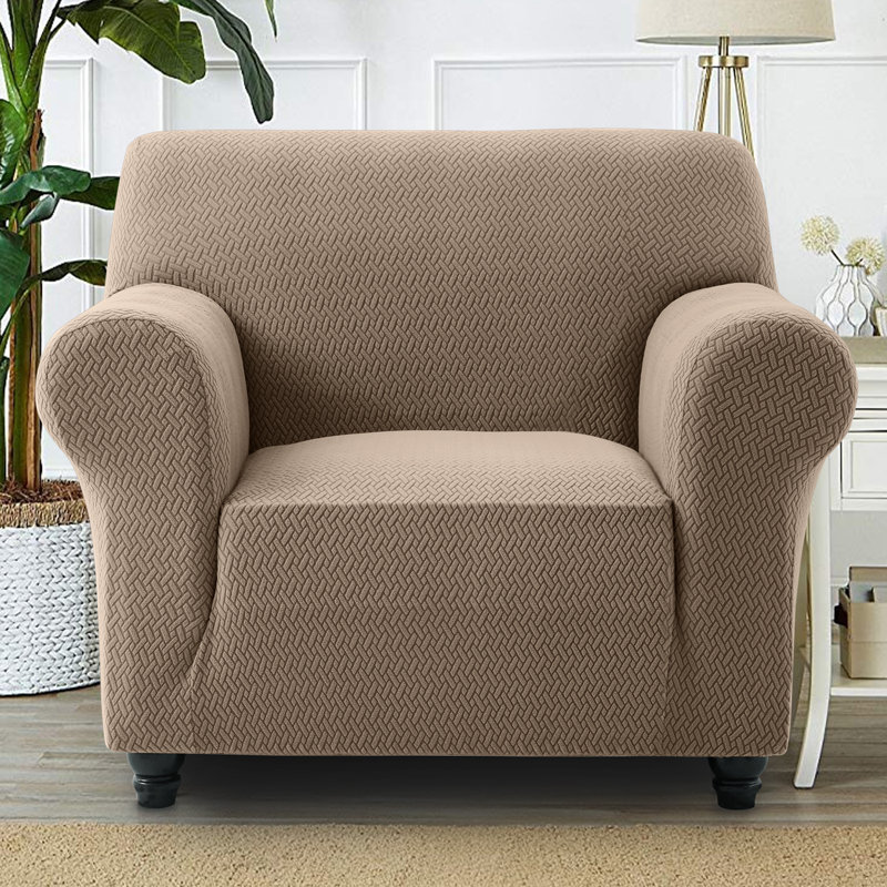 Premium Quality Stretchable Spandex Sofa Cover, Coffee, 179cm H x 165cm W x 7cm D
