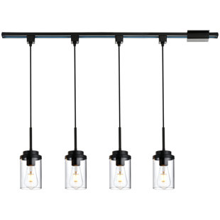 H-Type Track Pendant Lighting 4 Lights Track Ceiling Light Fixtures Hanging, Include 39.4 Inches H Type Track Lighting Rail And H Track Floating Canopy Connector, E26 Socket, Pack Of 4