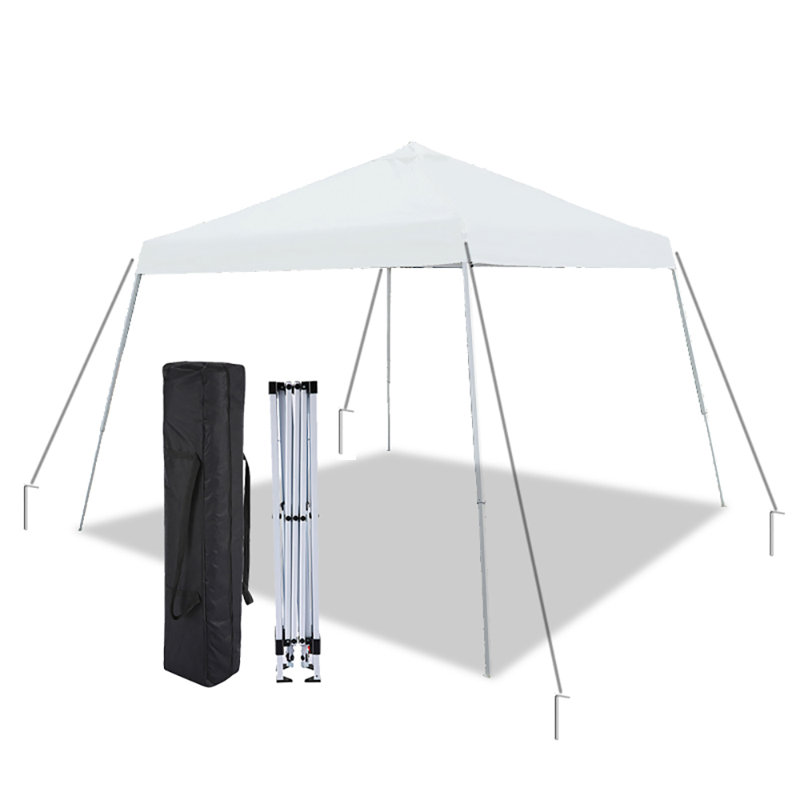 Pavillon incliné 10 pi L 10 pi. D Auvent escamotable en métal, Blanc