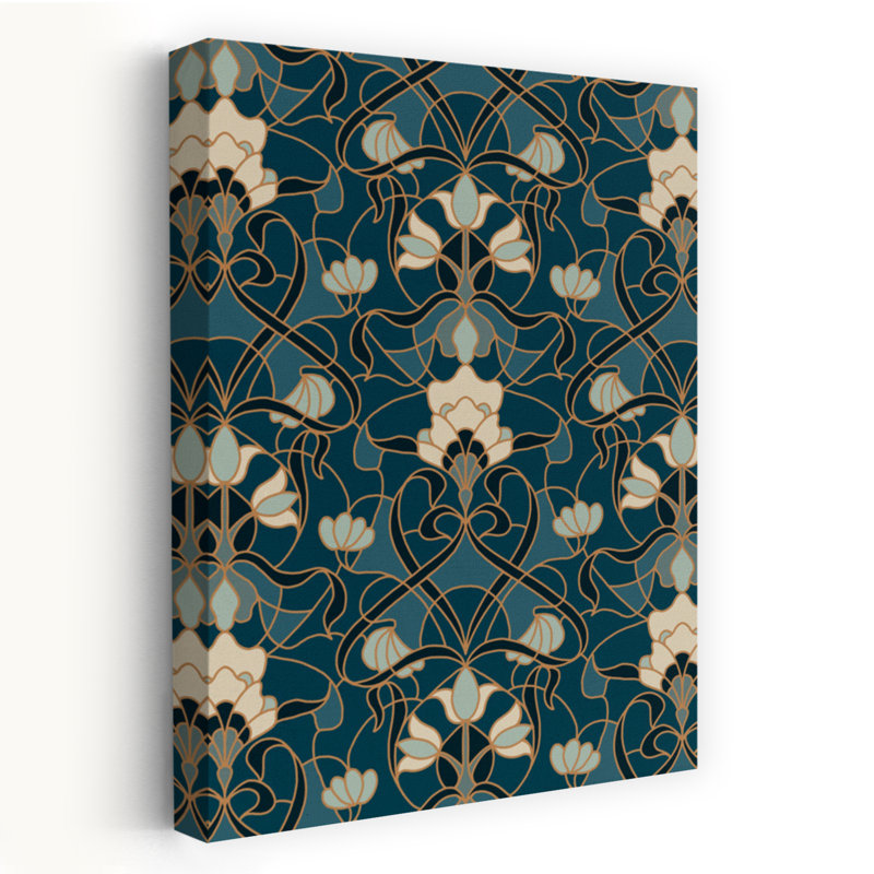 Art floral abstrait bleu sarcelle, H 60 po x l 40 po