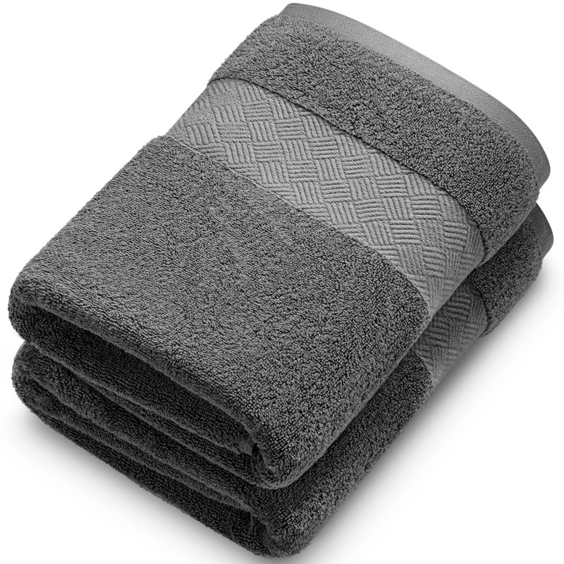 Ensemble de 2 serviettes pour salle de bain Panavista, gris