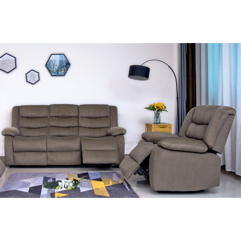 Ensemble de salon inclinable Castlereagh, Mélange de polyester brun