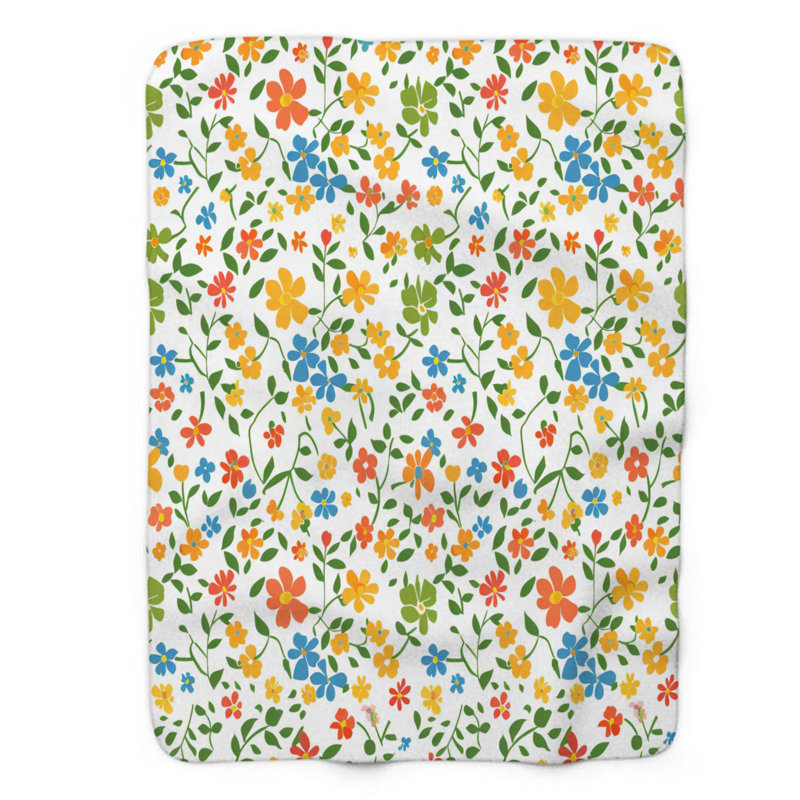 Blooms of Spring - Couverture sherpa de qualité supérieure 1 pièce, Lit simple
