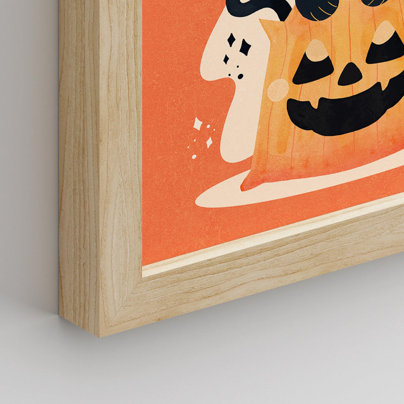 Halloween, Jack O 'Lantern, chat noir encadré sur papier, impression de 4 pièces, Naturel, H 16 po x l 12 po