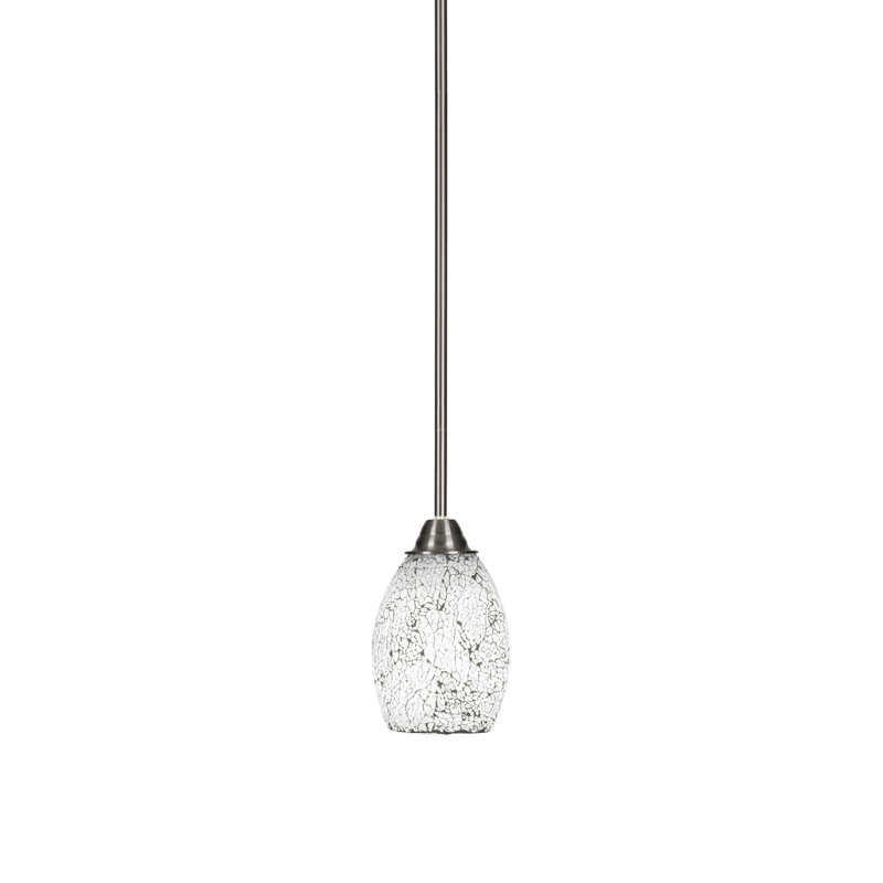 Luminaire suspendu en acier inoxydable, H 10,5 po x l 5 po x P 5 po, Argent argent, Noir / blanc