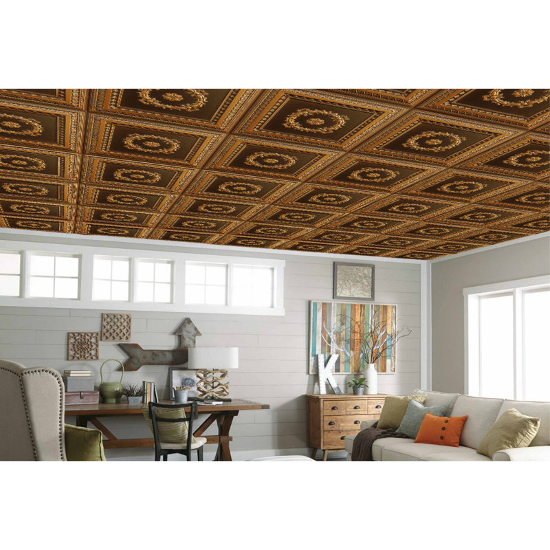 Carreau de plafond en PVC 2 pi x 2 pi Falkirk Perth, Or antique