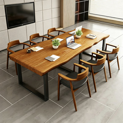 Modern Rectangle Brown Solid Wood Conference Table