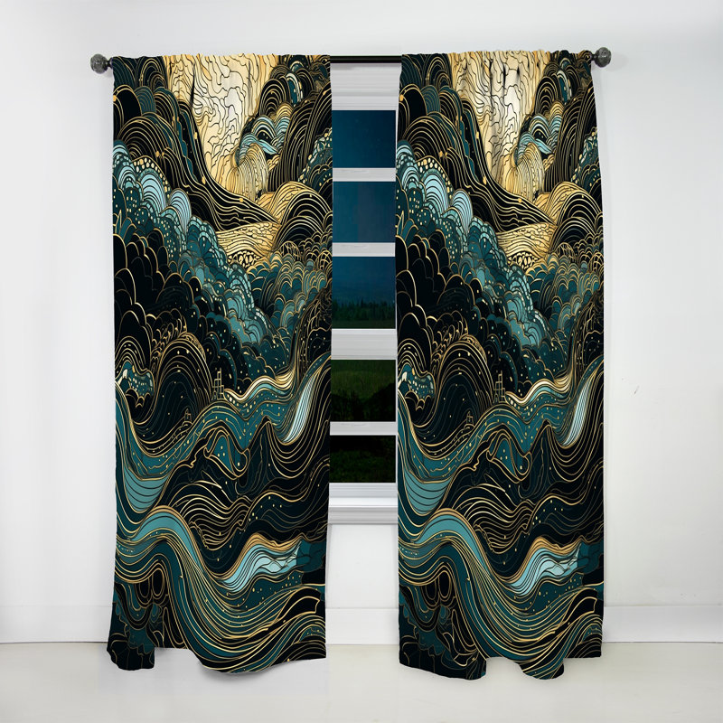 Alcova - Symphonie linéaire verte II - Rideau moderne - Velours obscurcissant - 1 panneau, L 52 po x L 108 po