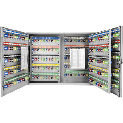 Gray Steel 400 Cabinet With Wall Mount And Key Lock - Adjustable, Colorful Tags For Organized Management 400 Keys Lock, Mount, Storage