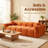 98.4" Extra Large Compression Sofa, Corduroy Cloud Puff Couch for Living Room, 4-Seater Upholstered Sofa with 2 Pillows, Vacuum Packed Easy to Move for Small Space, Apartment, Studio-210113815