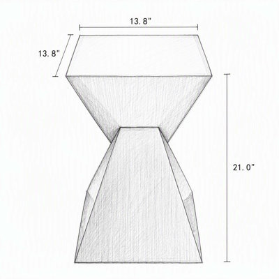 Table d'appoint design aux formes abstraites, en acier inoxydable brossé, meuble d'appoint contemporain pour les intérieurs modernes
