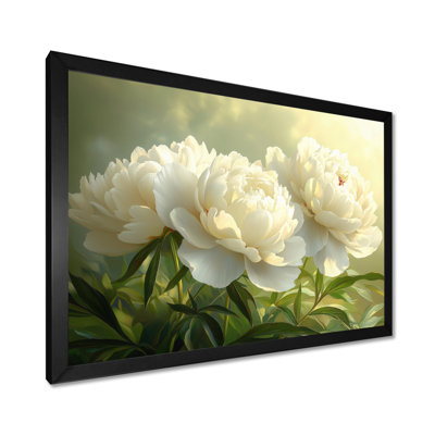 White Petal Serenity Of Peonies Sunset II - Peonies Framed Wall Art