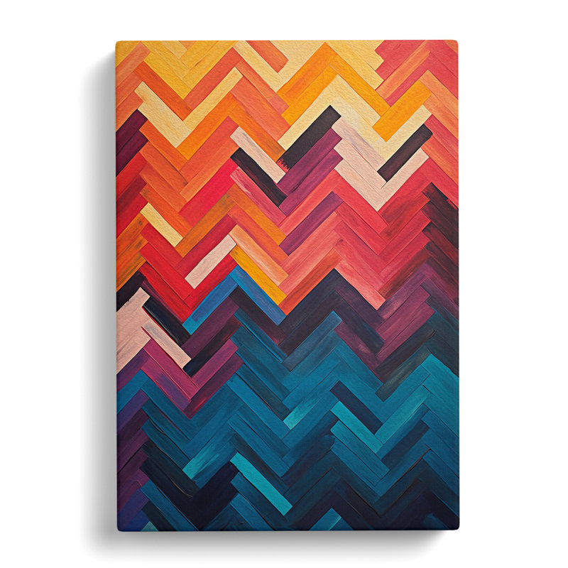 Chevrons Action Painting No.2 - Wrapped Canvas Print, 50cm H x 35cm W x 3cm D
