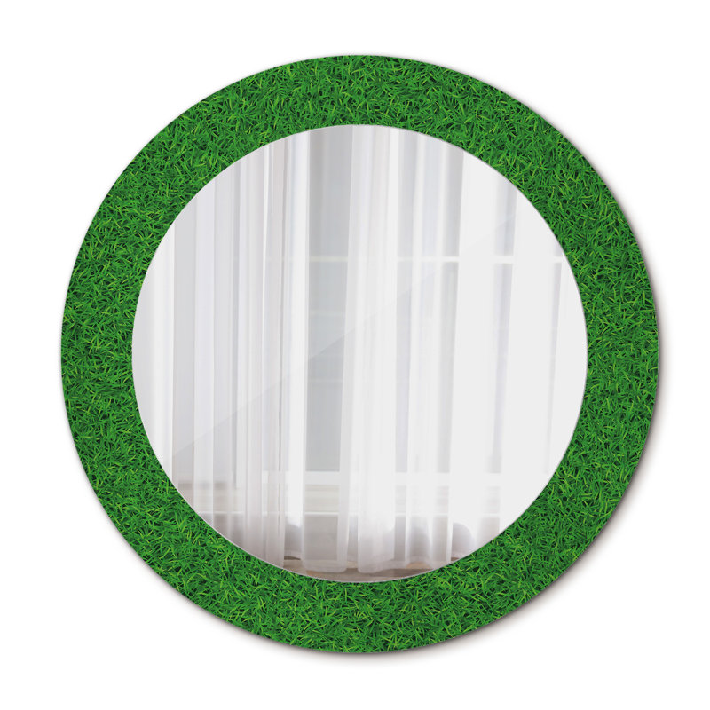 Huldar Glass Flat Wall Mirror, Green Green Grass, 60cm H x 60cm W