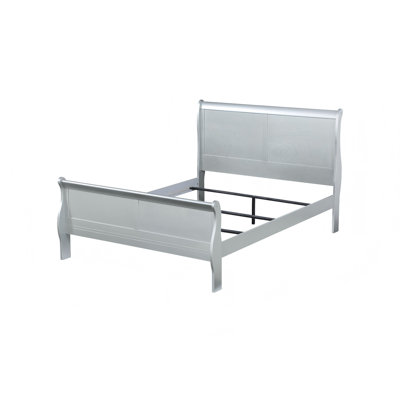 Solid Wood Twin Sleigh Bed in Platinum