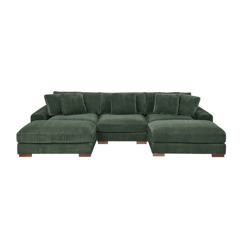 Ballymena Modular Corduroy Sectional, Dark Green Corduroy