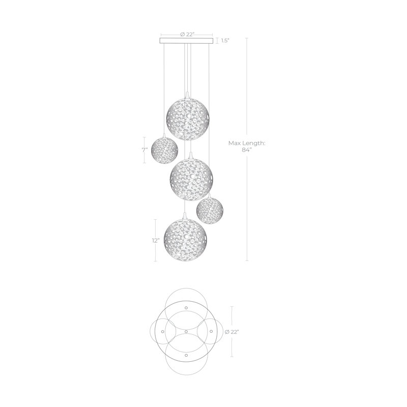 Napa 5 Pendant Lights, White