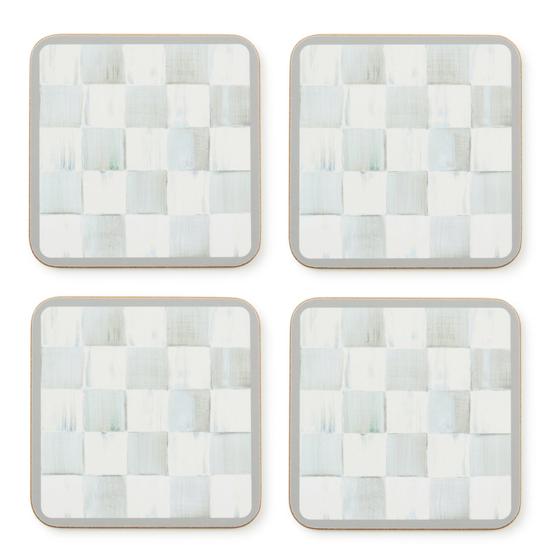 Sterling Check Cork Back Coasters, Set Of 4