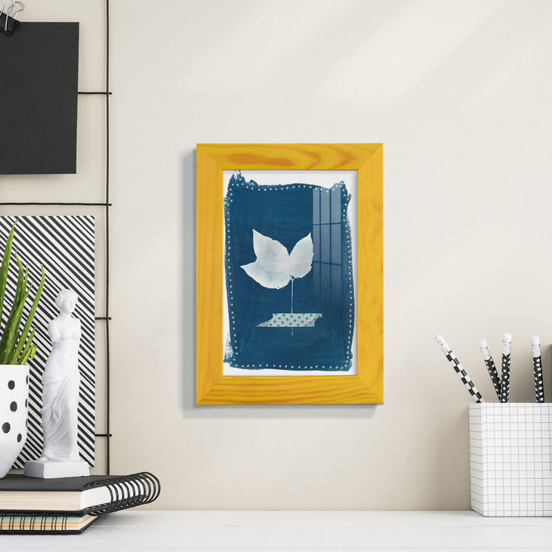 Impression sur cadre simple Cyanorphe Pressed Leaves II, H 8 po x l 6 po x P 1 po, Cadre jaune