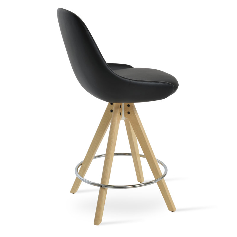 Tabouret de comptoir et de bar, Tabouret de bar (hauteur d'assise de 29,5 po), Similicuir noir, Similicuir noir