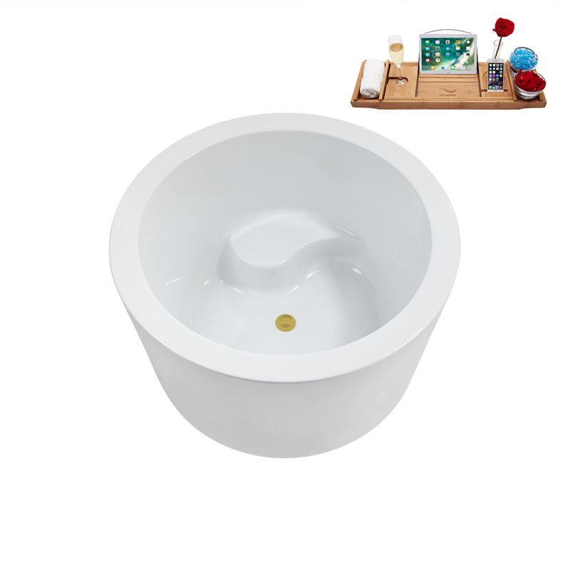 1043.9mm x 1043.9mm Soaking Acrylic Bathtub, Brushed Gold