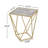 Gold & White Glass Side Table, Modern Minimalist Accent End Table