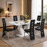 Ensemble de salle à manger contemporain 7 pièces avec table rectangulaire sur pied en faux marbre et chaises en similicuir