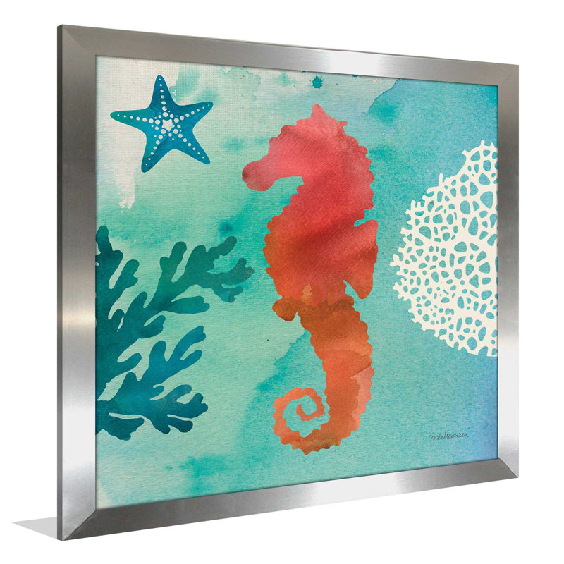 «Under the Sea I», reproduction d'art sur toile, H 21,5 po x l 21,5 po x P 0,75 po, Encadrement argenté