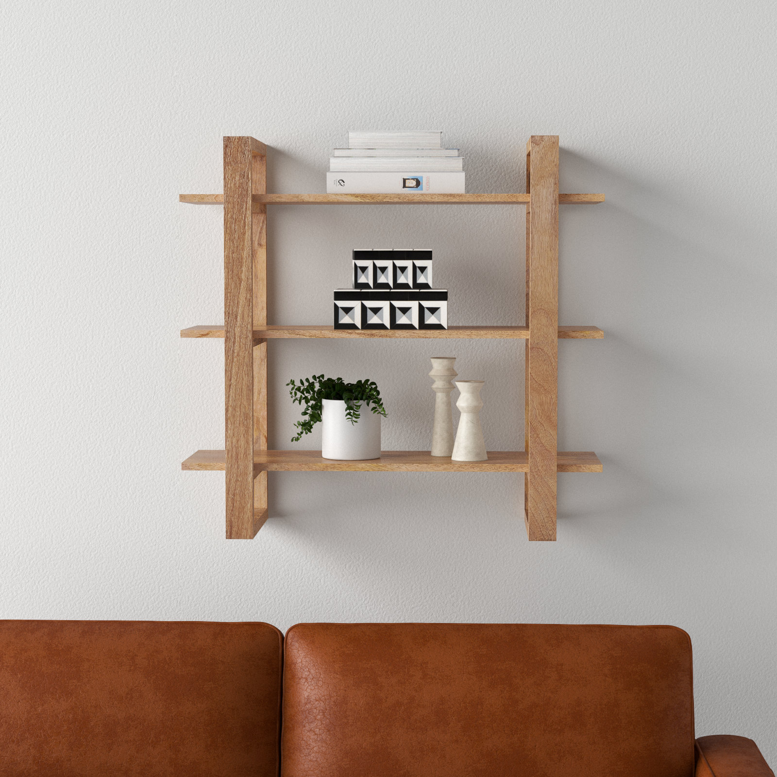 Sufjan Solid Wood Tiered Shelf, Natural