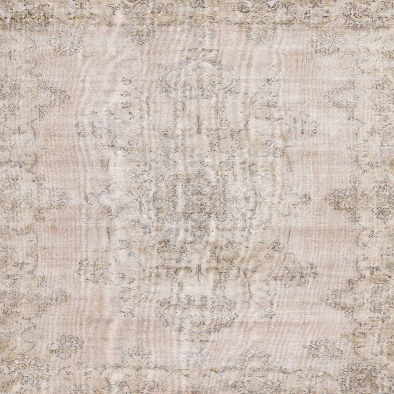 Tapis oriental gris et ivoire, Rond 8 pi