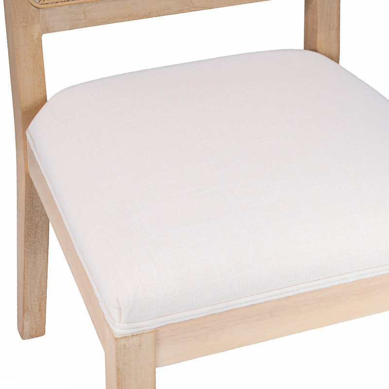 Chaise d'appoint de salle à manger à dossier tissé en bois massif 19,5 po H King Louis, Beige