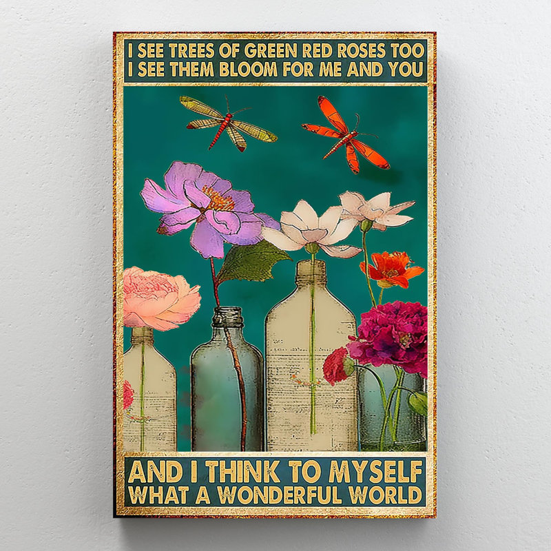 «Flowers What A Wonderful World», impression sur toile, H 14 po x l 11 po x P 1,25 po