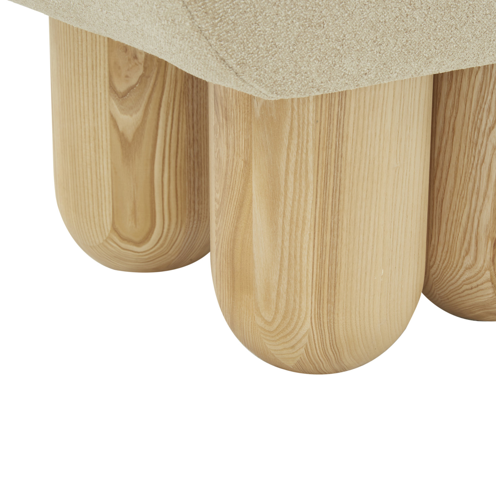 Lydie Upholstered Ottoman, Light Brown Fabric