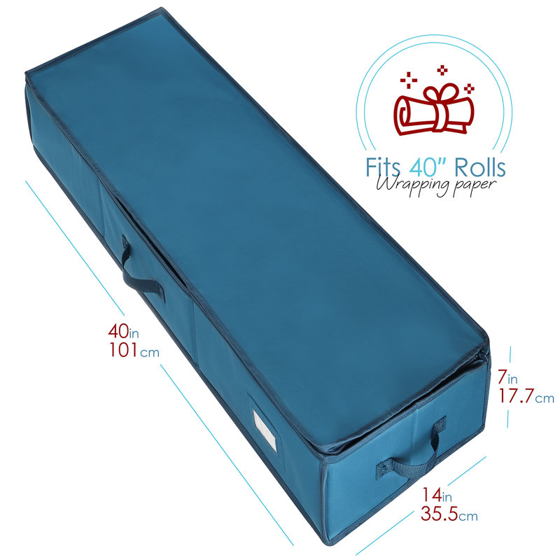 Grand range-papier de Noël de qualité supérieure avec boîte à ruban, Bleu