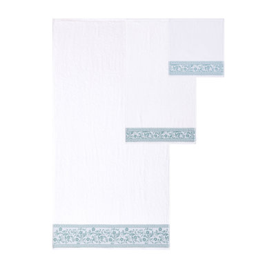 Modern Threads 6-Piece Jacquard Border Towel Set Allie – 100% Cotton, Quick Dry & Absorbent Bath, Hand & Washcloths – Elegant Floral Border