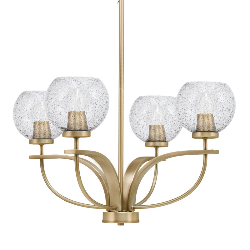 Lustre 4 lumières avec verre de 5,75 po Mahulena Cavella, Laiton New Age, Gris