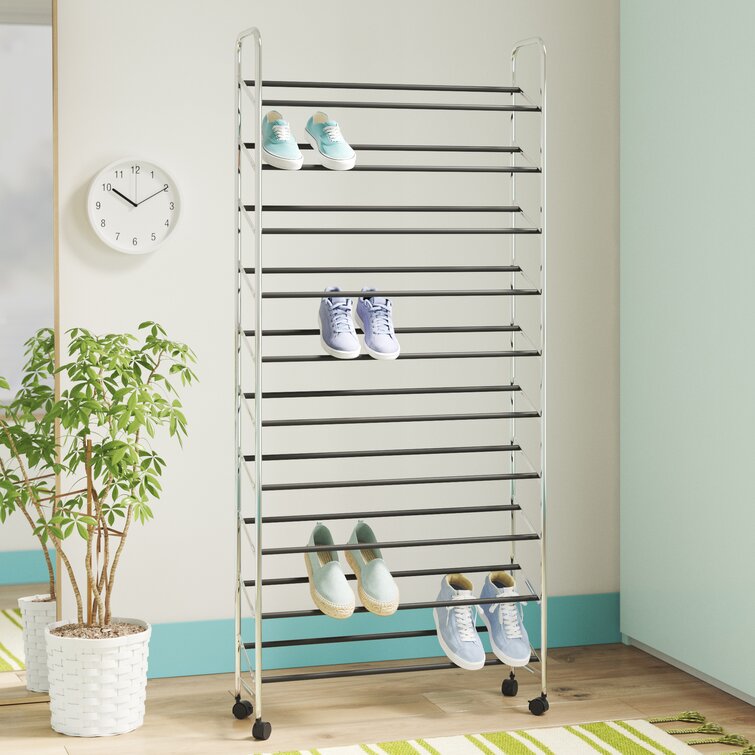 Chrome 10-Tier Rolling Shoe Rack