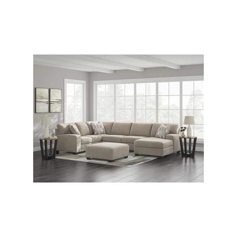 Cronan 3-Piece Sectional With Chaise, Left Hand Facing, Beige Polyester