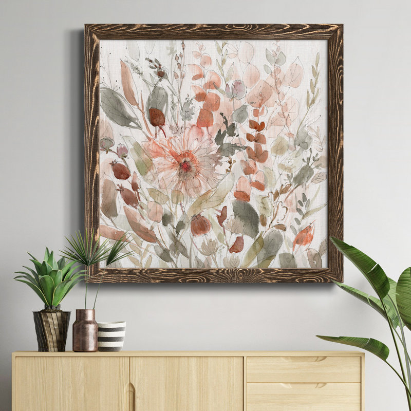 Birch Wood Clearing - Peinture sur toile encadrée, Cadre noyer, H 35,5 po x l 35,5 po x P 1,5 po