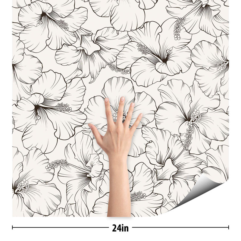 Panneau de papier peint adhésif Hibiscus, L 126 po x l 24 po