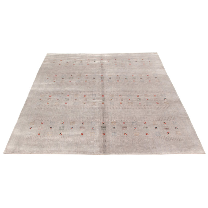 Tapis gris noué à la main 8 pi 1 po x 9 pi 7 po Gabbeh Luribaft