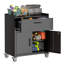Armoire à outils roulante verrouillable 2 portes + 1 tiroir - Garage réglable avec roulettes, noir, H 35,4 x l 30,3 x P 18