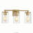 Gabi 3-Light Bathroom Vanity Light with Clear Glass Shades, Modern Linear Wall Sconce, Damp Rated, Available in Brass-1840621837