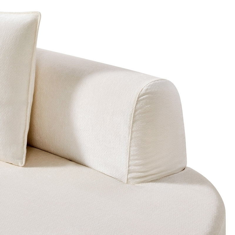 Canapé modulaire incurvé moderne 138,6 po avec éponge entièrement compressée haute densité, Polyester beige