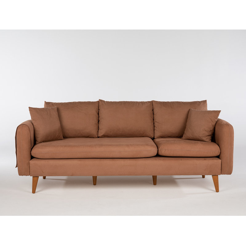 Canapé à accoudoirs arrondis 84,65 po, Polyester brun