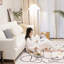 Coussin beige modulaire en similicuir-217144616-217144623