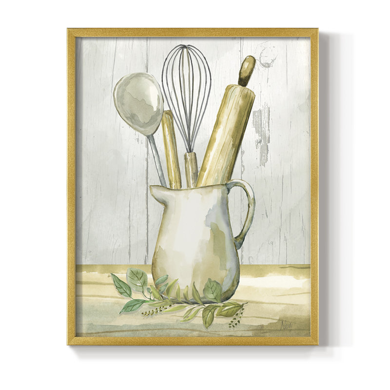 «Kitchen Gear II», reproduction encadrée - bois massif, Or, H 10 po x l 8 po