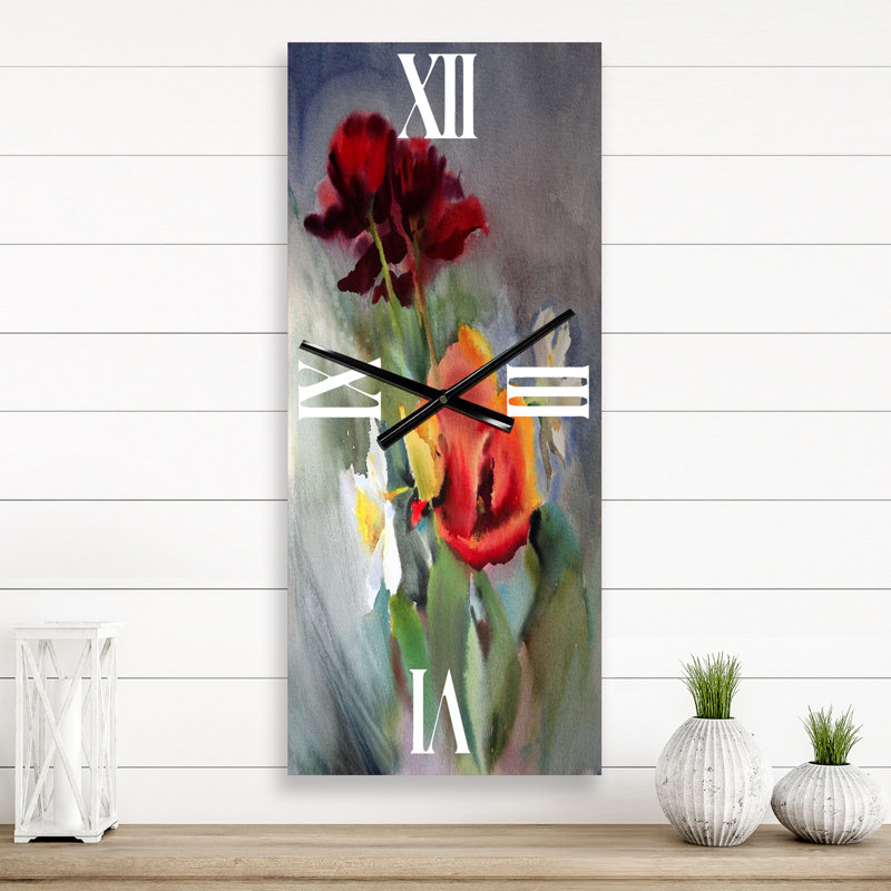 Horloge murale Blossoming Vibrant Wildflowers, Petit