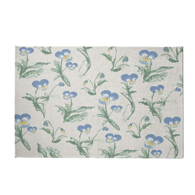 Motif floral bleu/vert/Ivoire Tapis décoratif alvordton